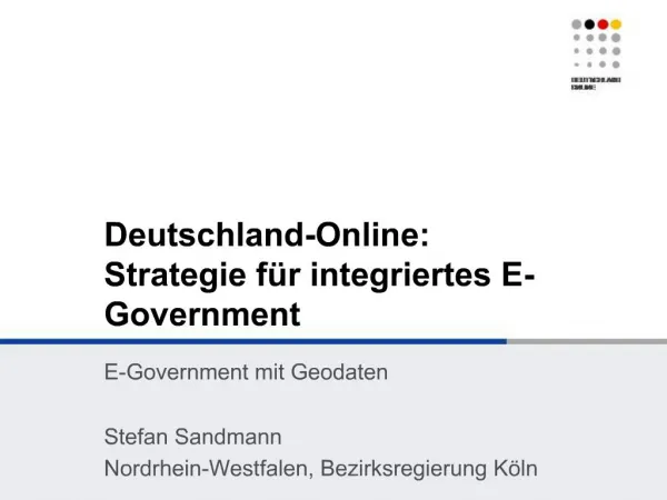 Deutschland-Online: Strategie f r integriertes E-Government