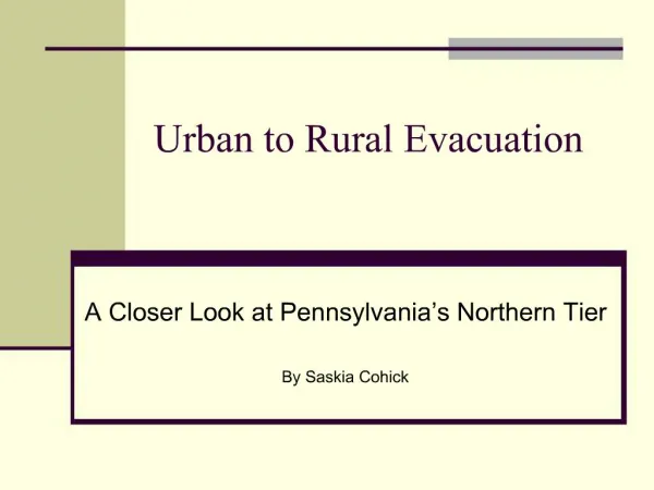 Urban to Rural Evacuation