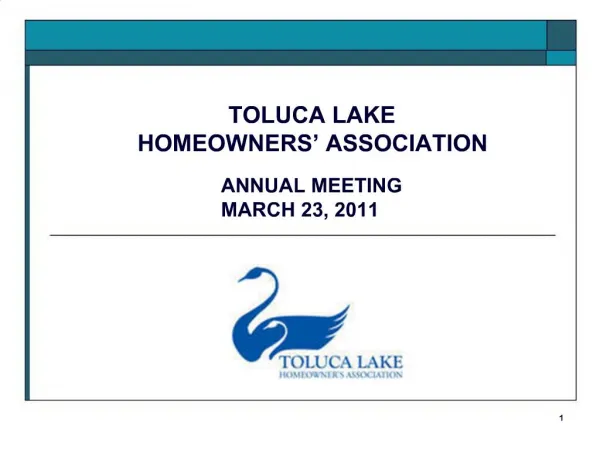 TOLUCA LAKE HOMEOWNERS ASSOCIATION