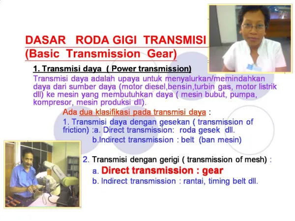 DASAR RODA GIGI TRANSMISI Basic Transmission Gear