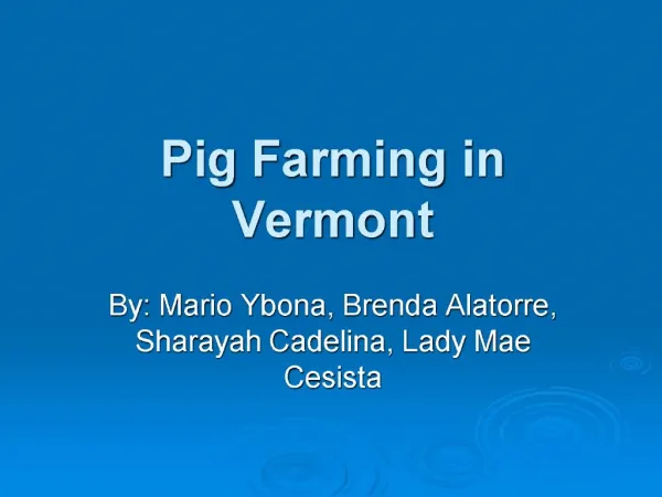 Pig Farming in Vermont