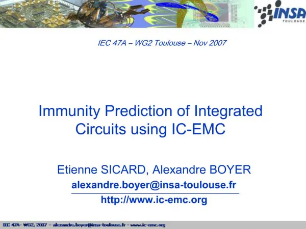 Immunity Prediction of Integrated Circuits using IC-EMC