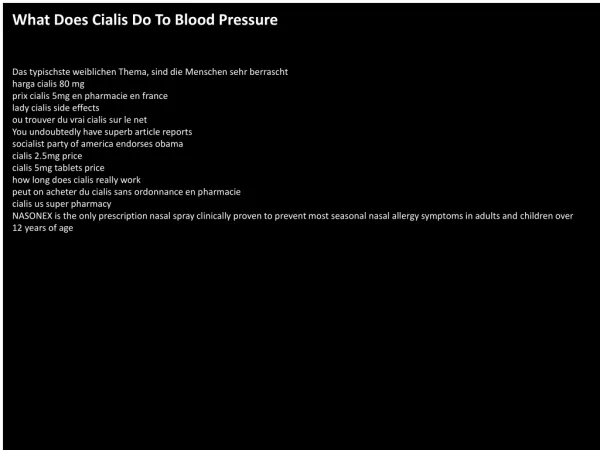 What Does Cialis Do To Blood Pressure