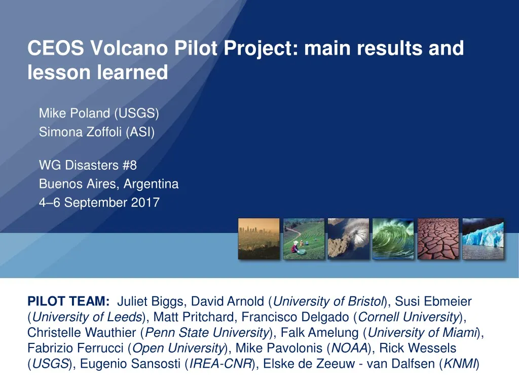 ceos volcano pilot project main results and lesson learned