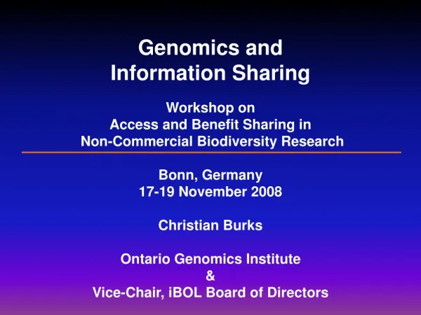 Genomics and Information Sharing