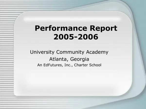 Performance Report 2005-2006