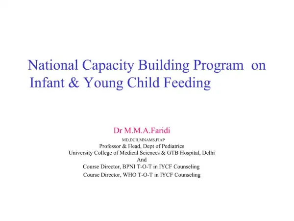 National Capacity Building Program on Infant Young Child Feeding