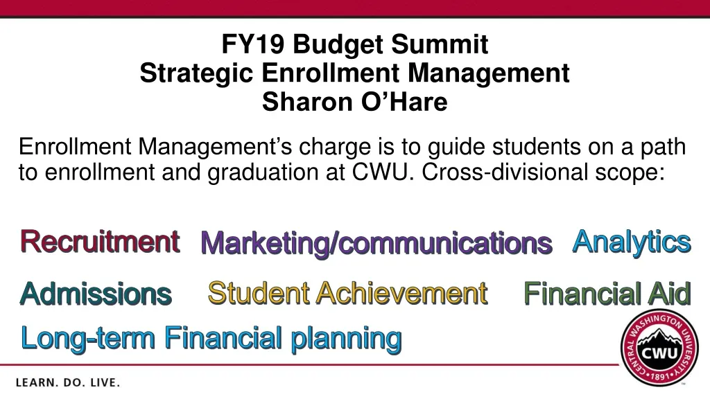fy19 budget summit strategic enrollment management sharon o hare