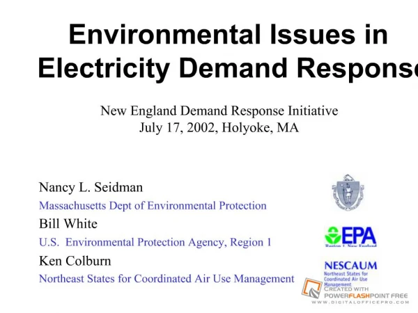 Environmental Issues in Electricity Demand Response