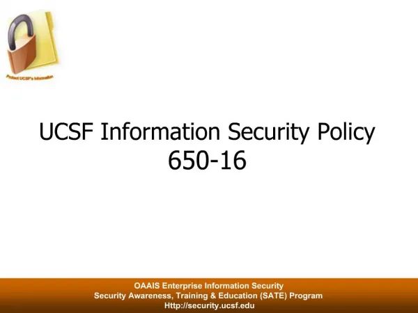 UCSF Information Security Policy 650-16