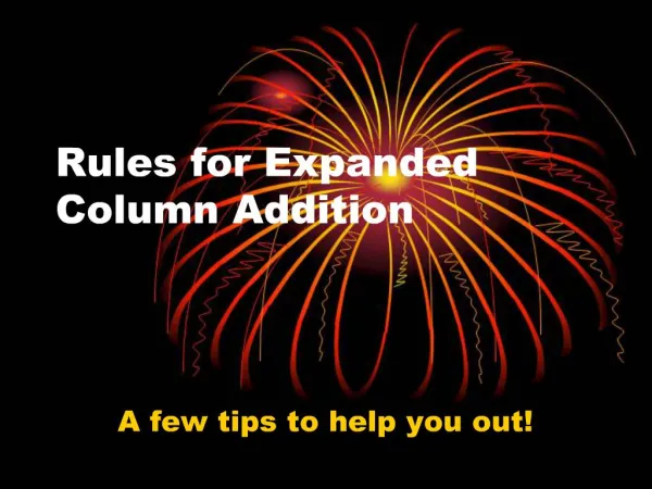 Rules for Expanded Column Addition