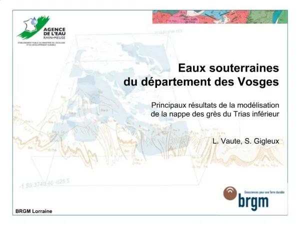 Eaux souterraines du d partement des Vosges Principaux r sultats de la mod lisation de la nappe des gr s du Trias inf r