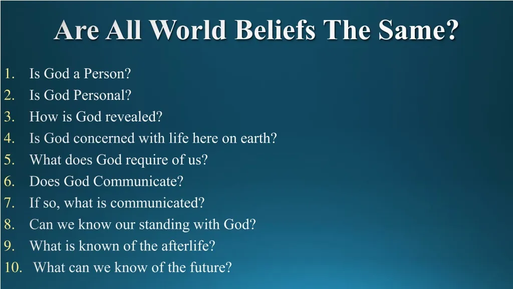 are all world beliefs the same