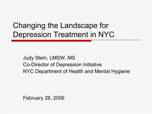 Changing the Landscape for Depression Treatment in NYC