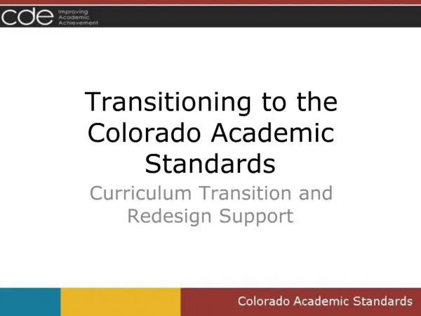 Transitioning to the Colorado Academic Standards