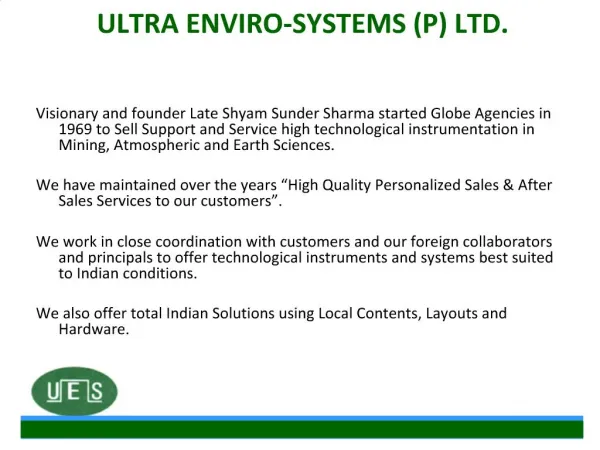 ULTRA ENVIRO-SYSTEMS P LTD.