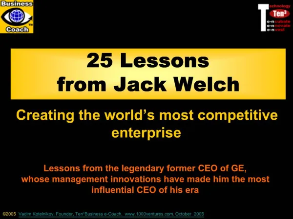 Creating the world s most competitive enterprise