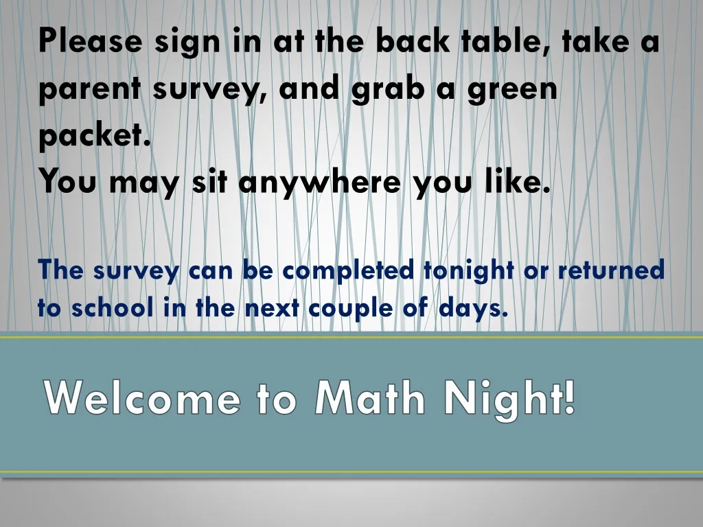 welcome to math night