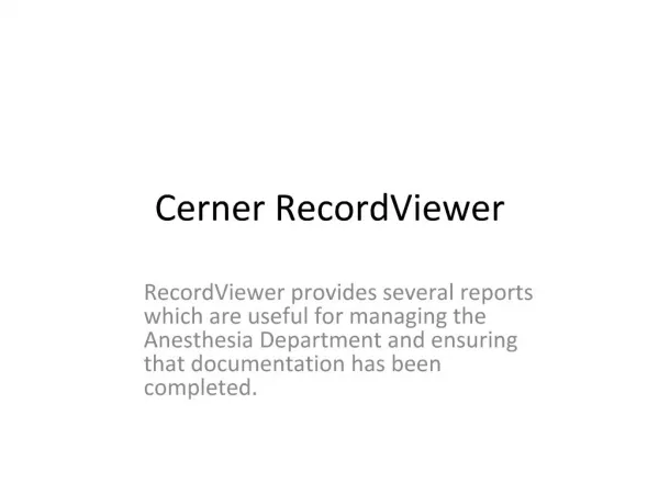 Cerner RecordViewer