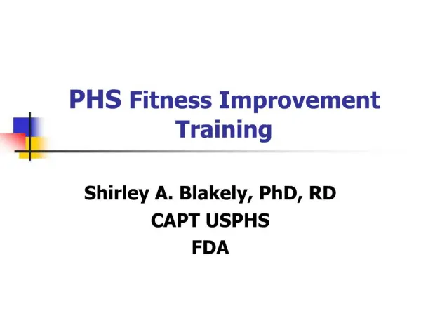 PHS Fitness Improvement Training