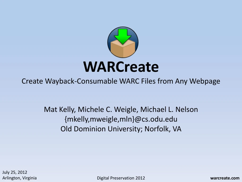 warcreate create wayback consumable warc files from any webpage