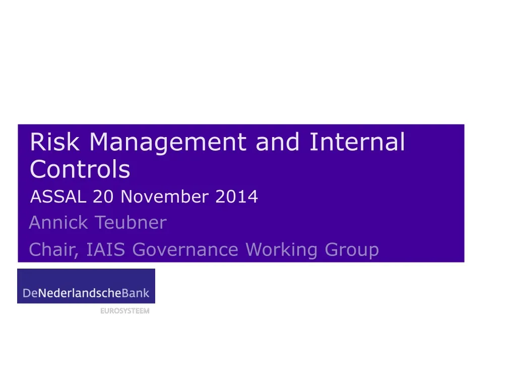 risk management and internal controls