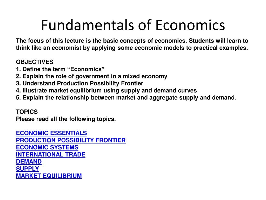 fundamentals of economics
