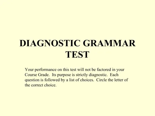 DIAGNOSTIC GRAMMAR TEST