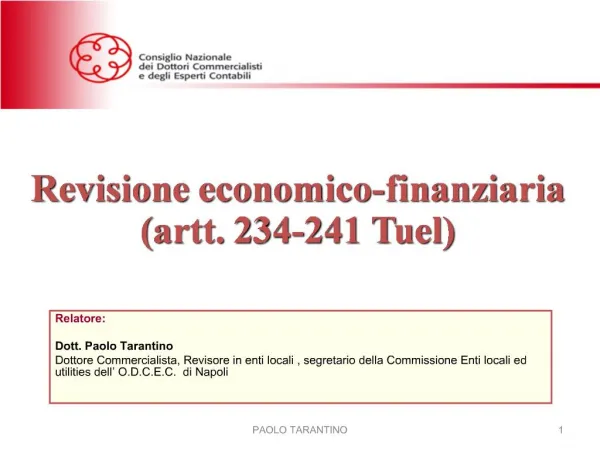 Revisione economico-finanziaria artt. 234-241 Tuel