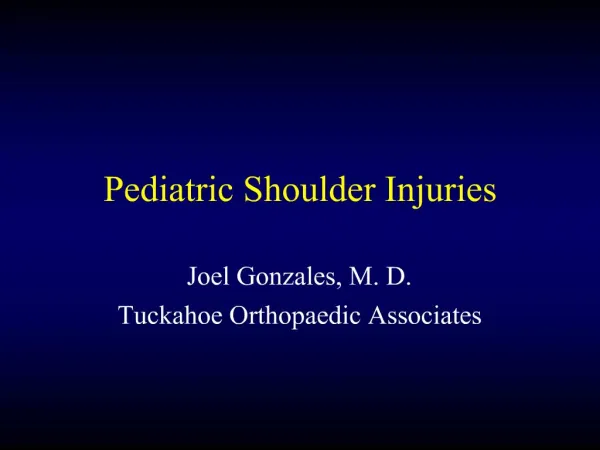 Pediatric Shoulder Injuries