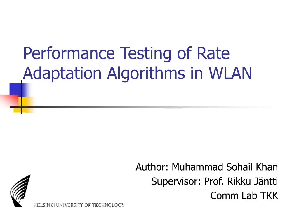 performance testing of rate adaptation algorithms in wlan