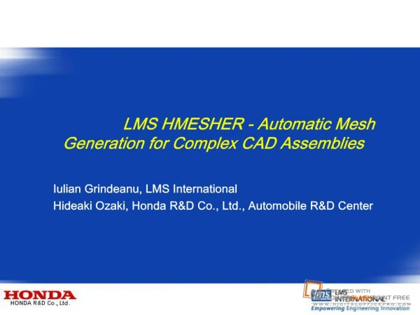 LMS HMESHER - Automatic Mesh Generation for Complex CAD Assemblies