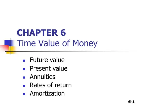CHAPTER 6 Time Value of Money