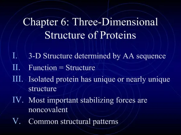 Chapter 6: Three-Dimensional Structure of Proteins