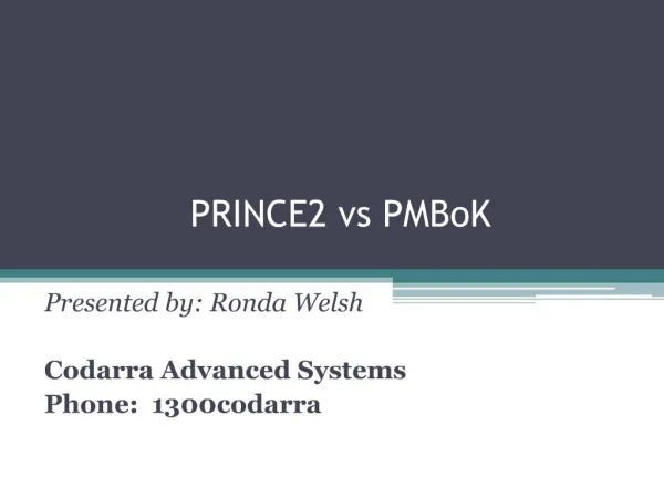 PRINCE2 vs PMBoK