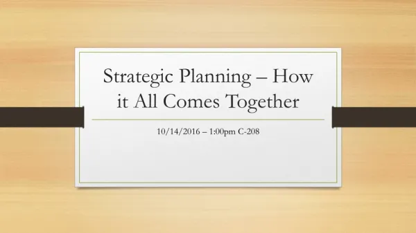 Strategic Planning – How it All Comes Together