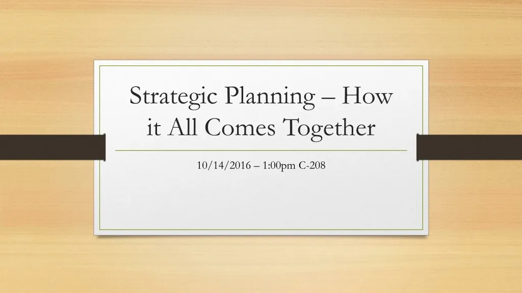 strategic planning how it all comes together