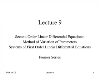 Lecture 9 - slide 1