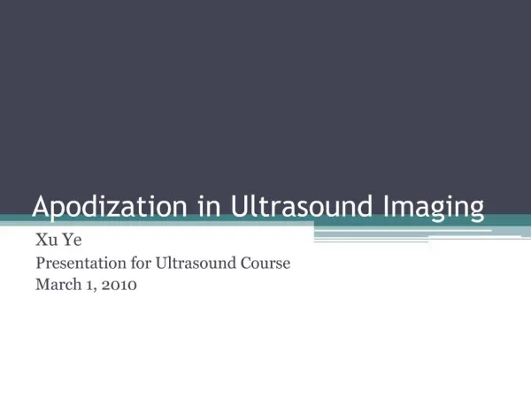 Apodization in Ultrasound Imaging