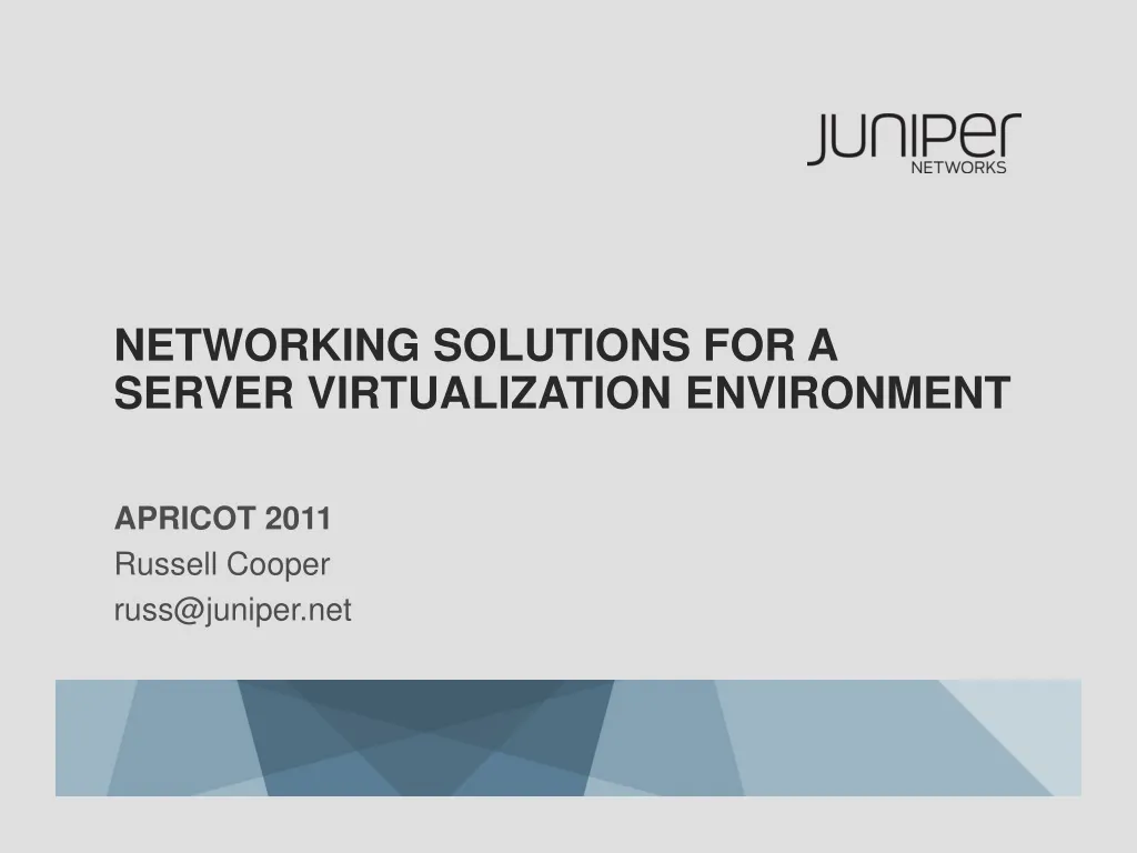 networking solutions for a server virtualization environment