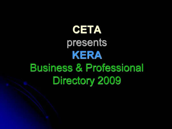 CETA presents KERA Business Professional Directory 2009