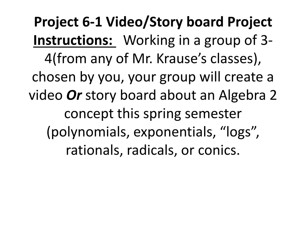 project 6 1 video story board project