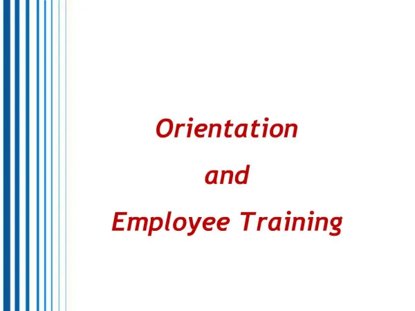 Orientation and Employee Training