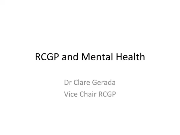 RCGP and Mental Health