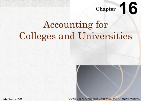Accounting for Colleges and Universities