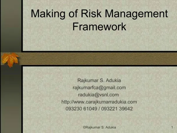 Making of Risk Management Framework
