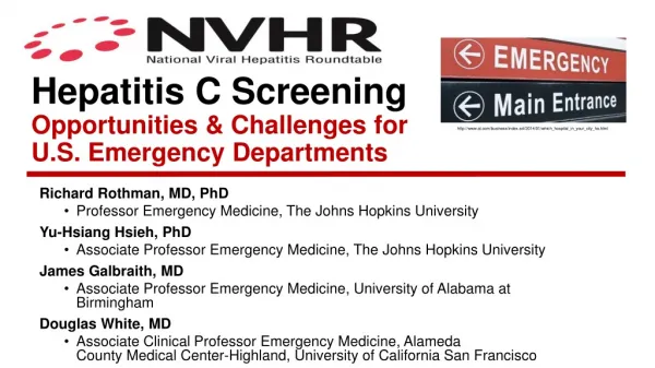 Hepatitis C Screening Opportunities &amp; Challenges for U.S. Emergency Departments