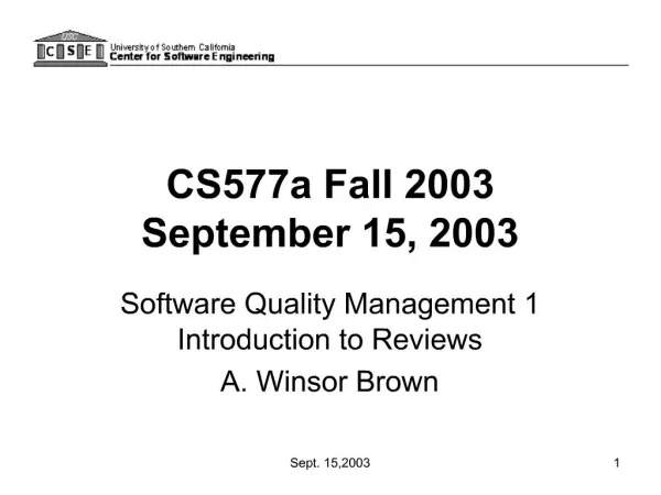 CS577a Fall 2003 September 15, 2003