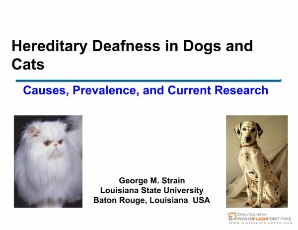 Hereditary Deafness in Dogs and Cats