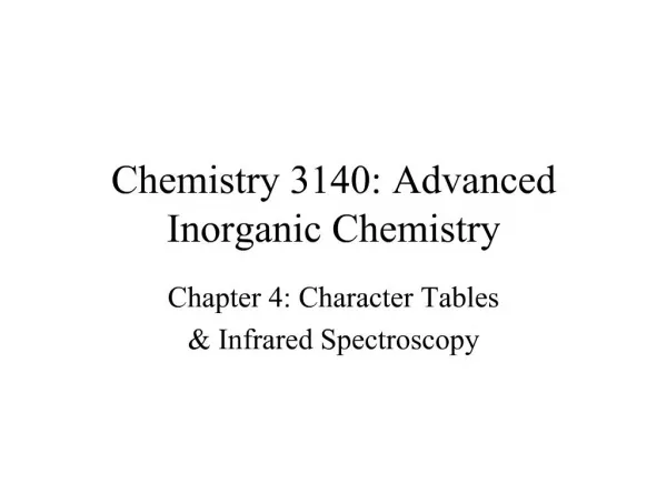 Chemistry 3140: Advanced Inorganic Chemistry